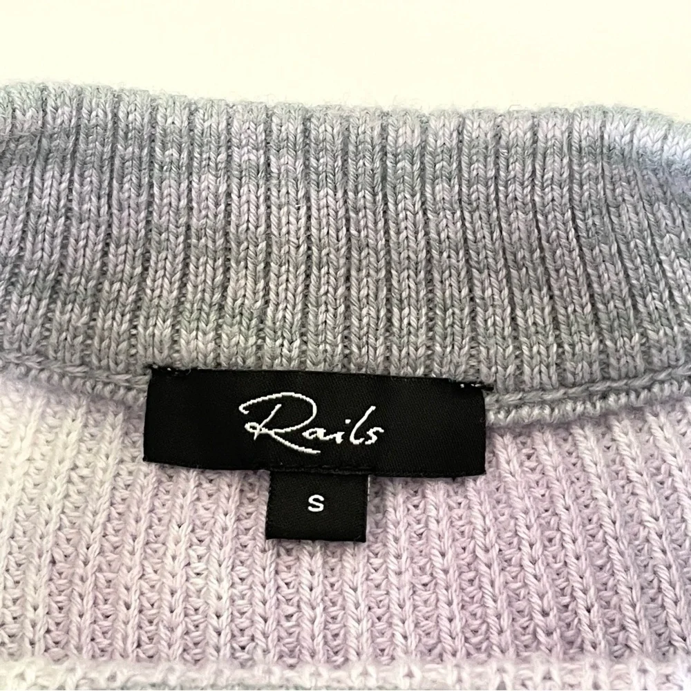 NEW Rails Karis Cotton Cashmere Rib Knit Pullover Sweater Aqua Tie Dye Small
